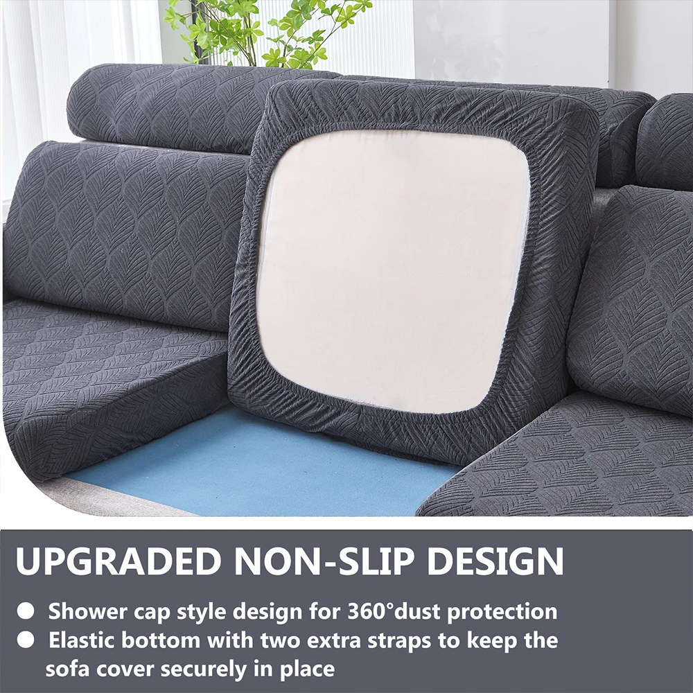 Waterproof Thick Sofa Cover Leaf Pattern Jacquard Sofa Cushion Covers with TPU Film Universal Living Room Garden Sofa Case