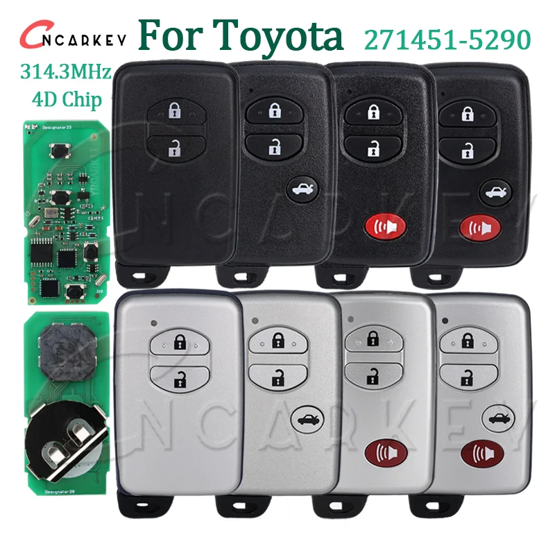 

271451-5290 Remote Smart Key Car Fob For Toyota Venza Prius C V 4Runner 2009-2018 4D Chip 314.3MHz HYQ14ACX 2/3/4 Buttons Logo