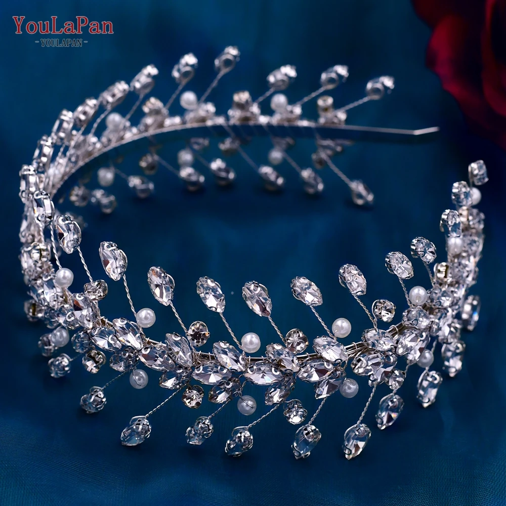 YouLaPan-Diadema con diamantes de imitación para mujer, accesorios para el cabello para novia, tocado de fiesta, tocado de boda elegante, HP351