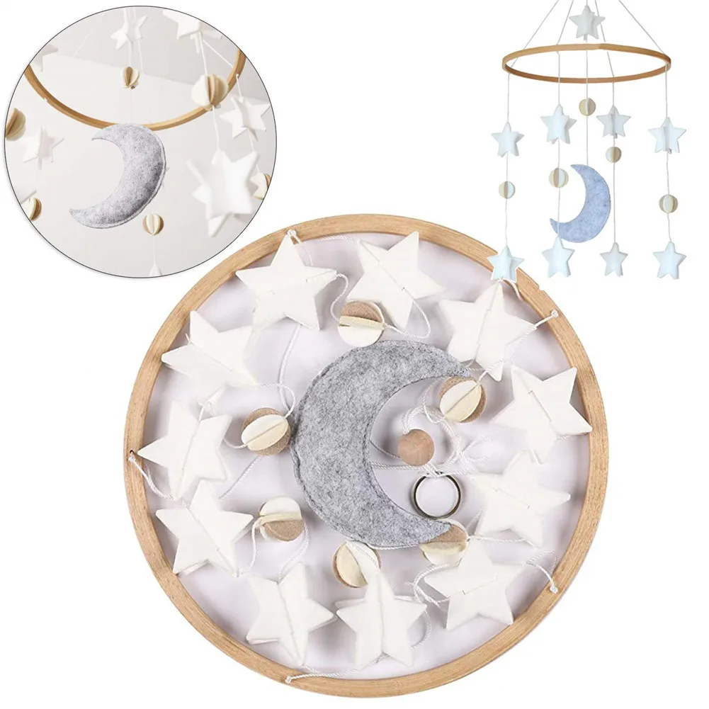 Baby Crib Dream Catcher Mobile Stars Moon Wind Chime Felt Hanging Dreamcatcher Nursery Carousel Rattles Bedroom Decoration