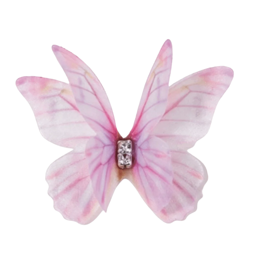 50Pcs 3D Organza Fabric Butterfly Appliques Colorful Double-layer Simulation Mesh Butterfly Patch Translucent