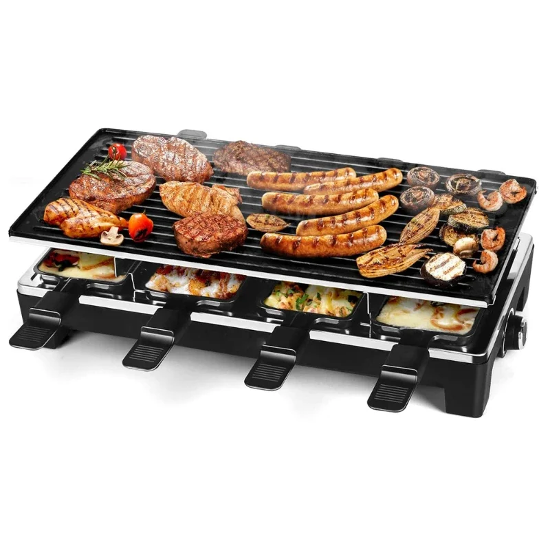 1500W Electric Teppanyaki Table Multifunctional indoor smokeless electric grill with adjustable temperature and 8 small grills