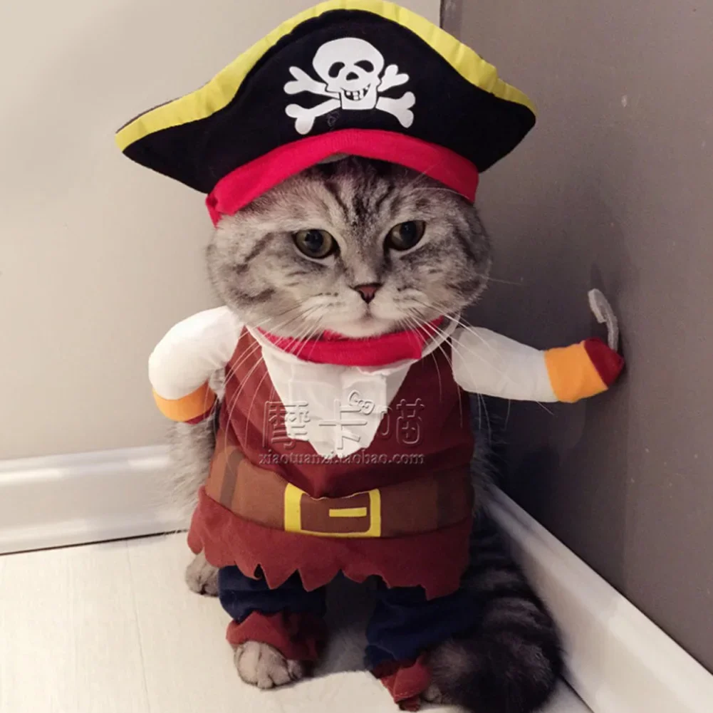 

Pet Halloween Clothes Cute Funny Durable Polyester Pirate Costume Dress Up For Cats Dogs