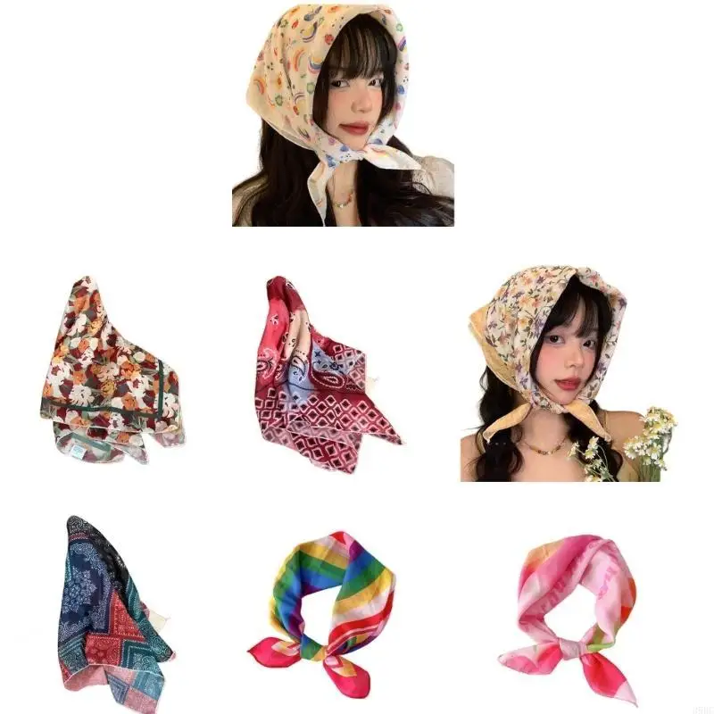 

39BC Floral Bandana Flower Headwear for Outdoor Headscarf Creative Head Wrap