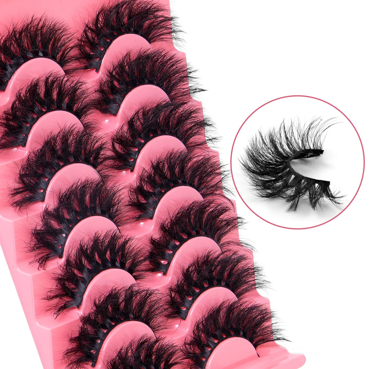 7pairs 5D Mink Eyelashes Long Lasting Mink Lashes Natural Dramatic Volume Eyelashes Extension Thick Long Fluffy False Eyelashes