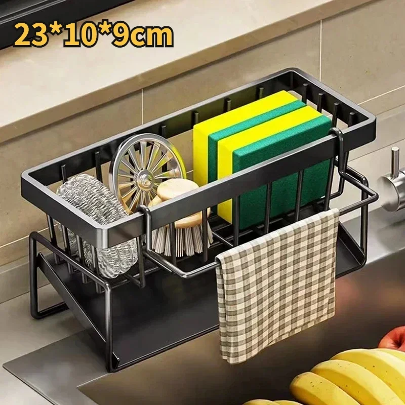 Kitchen sink storage shelf, automatic drain sink, stainless steel shower, soap sponge crate, Bath