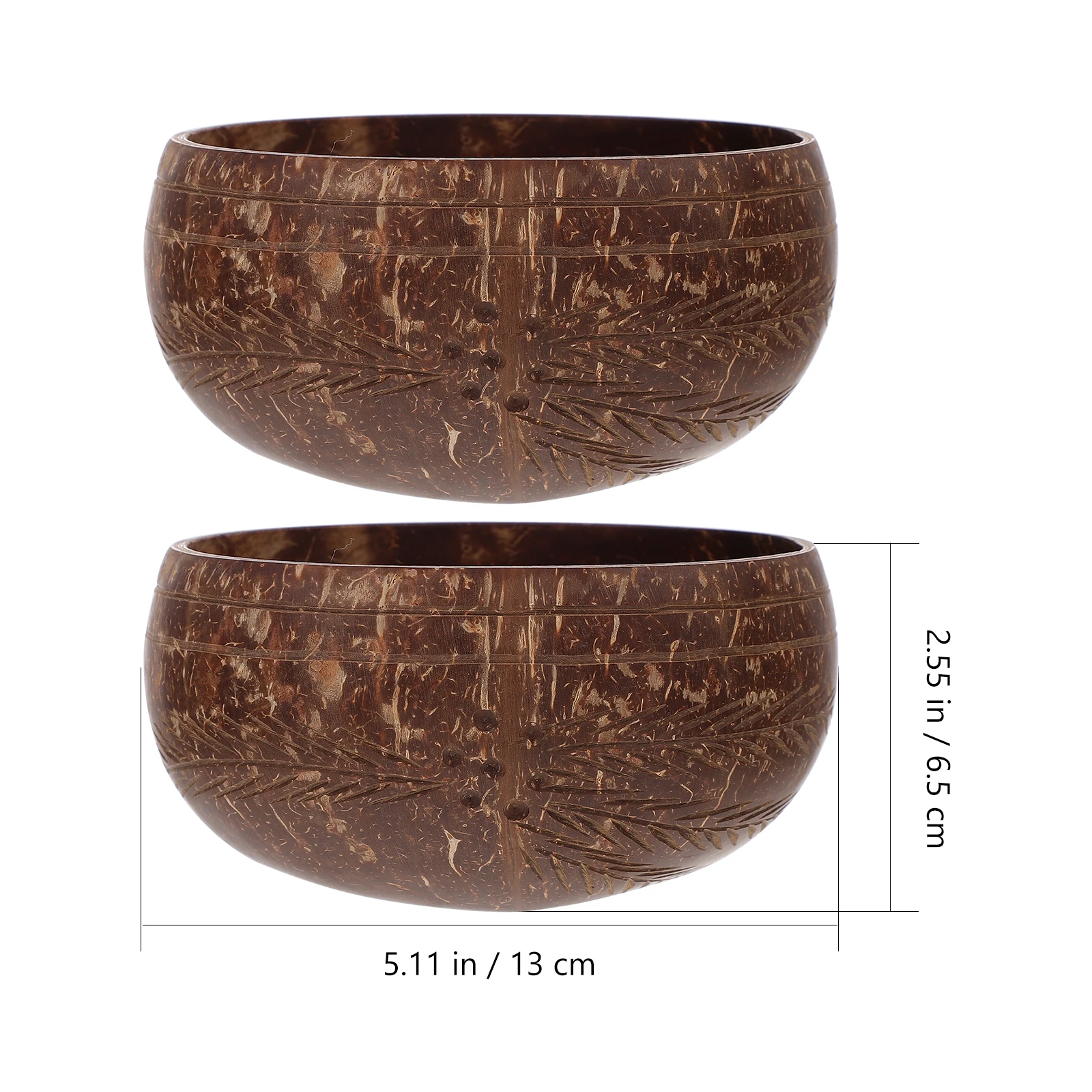 

2pcs Coconut Shell Bowls Large Capacity Smooth Edge Fruit Salad Vegetable Food Serving Bowls Kitchen Dining Accessories