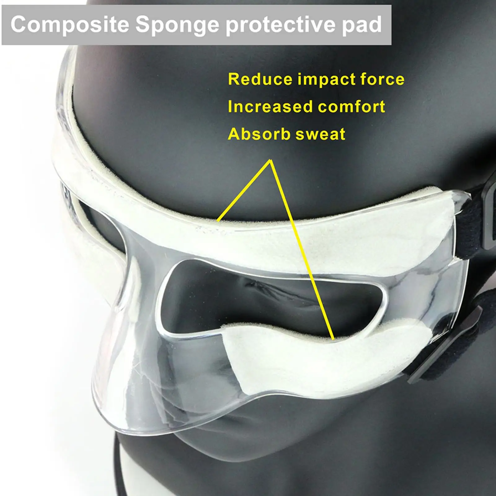 Nose Guard Shield with Padding Adjustable Elastic Strap Nose Protector Shatterproof Adults Basketball Mask