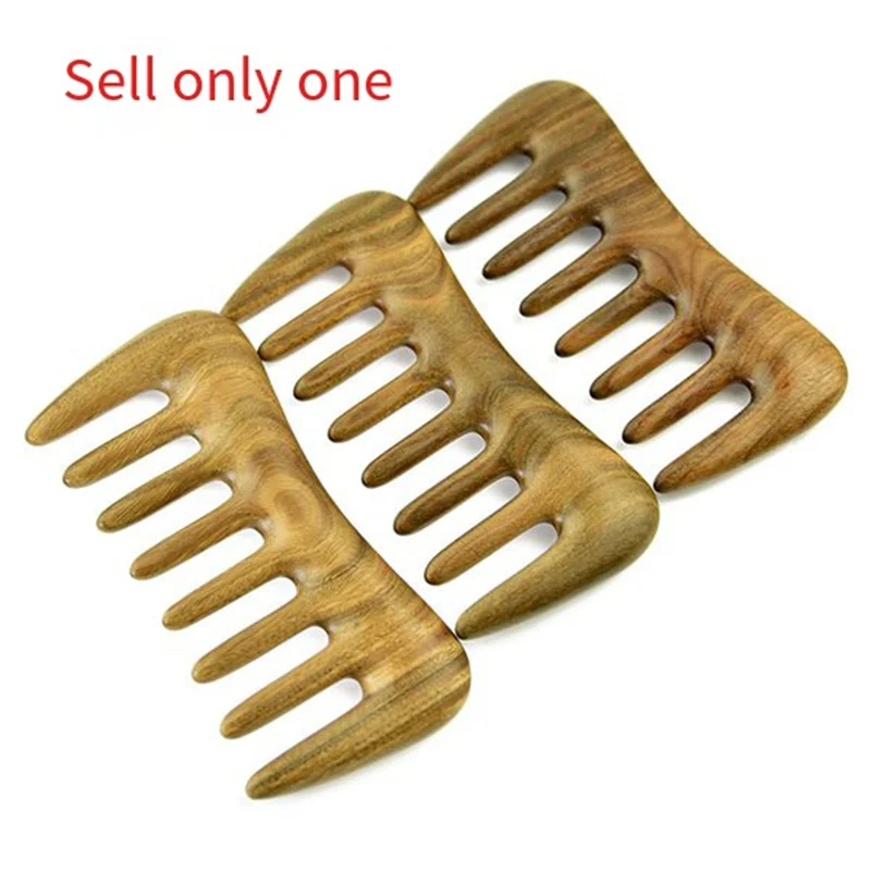 

HOES-1Pcs Green Wide Tooth Hair Comb - Natural Wood Comb For Curly Hair - No Static For Massage Comb Detangling