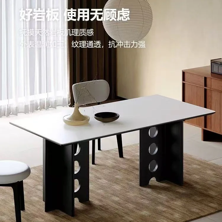 M Simple  solid wood pure white slate dining table small apartment household rectangle