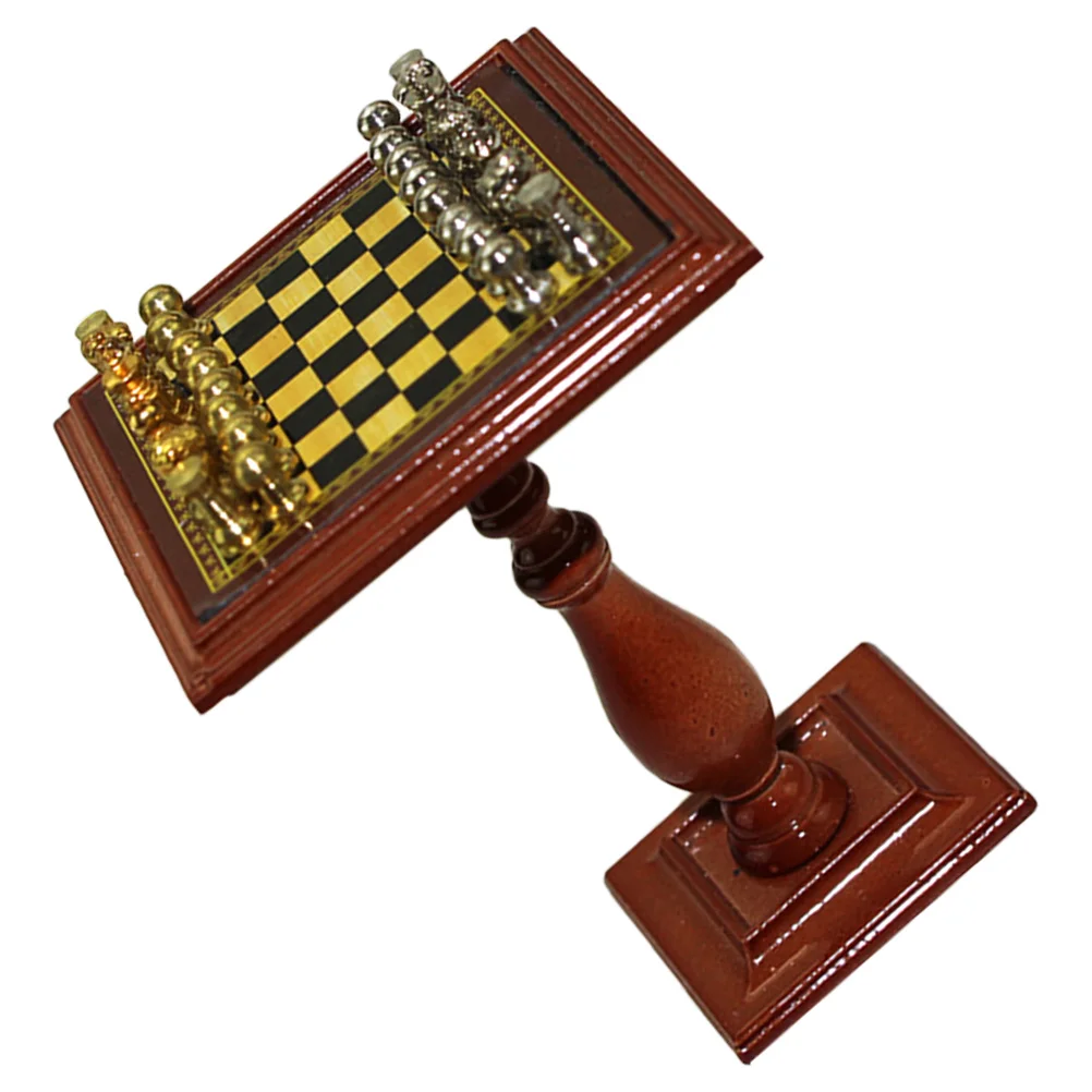 

Toys Simulated Chess Ornament Chessboard Table Game Accessories Mini Checkerboard Travel Miniature House