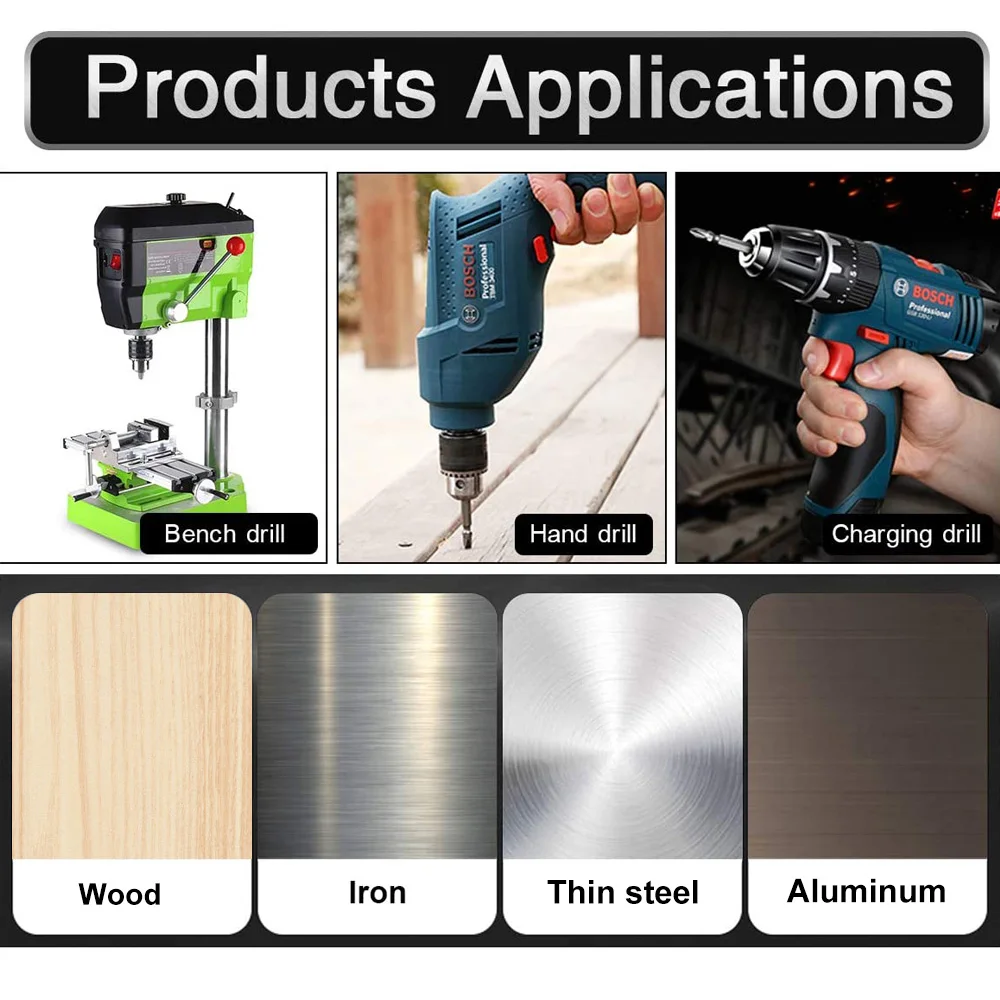 STONEGO Broca escalonada de ranura recta, broca cónica de vástago hexagonal HSS recubierta de nitruro para cortar agujeros en madera, plástico,