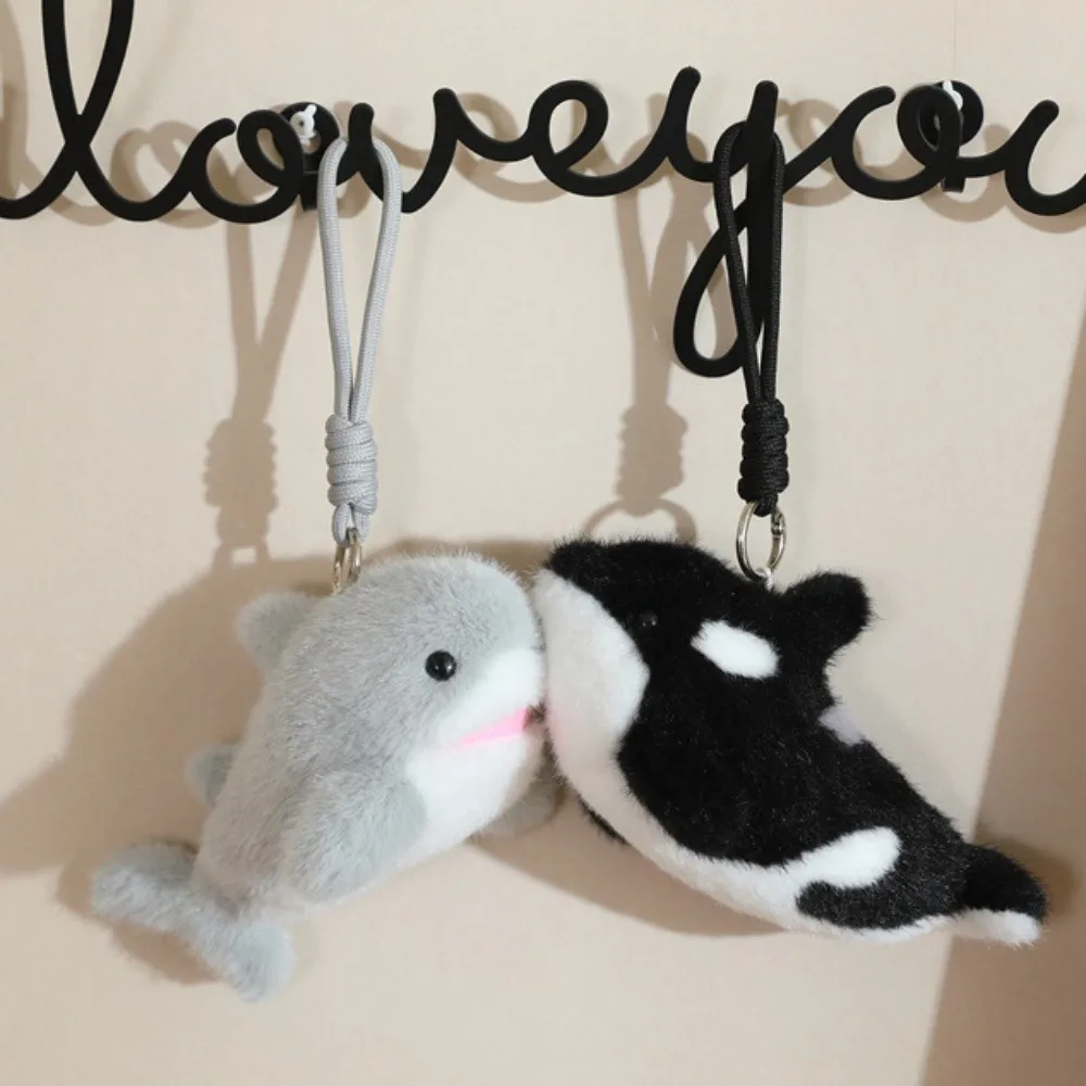 Ocean Animal Dolphin Plush Doll Keychain Backpack Charms Bag Pendant Stuffed Animal Keychain Funny Fluffy Plush Doll Key Rings