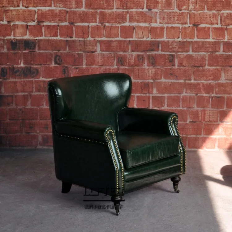 Room study hotel furniture small apartment retro leather