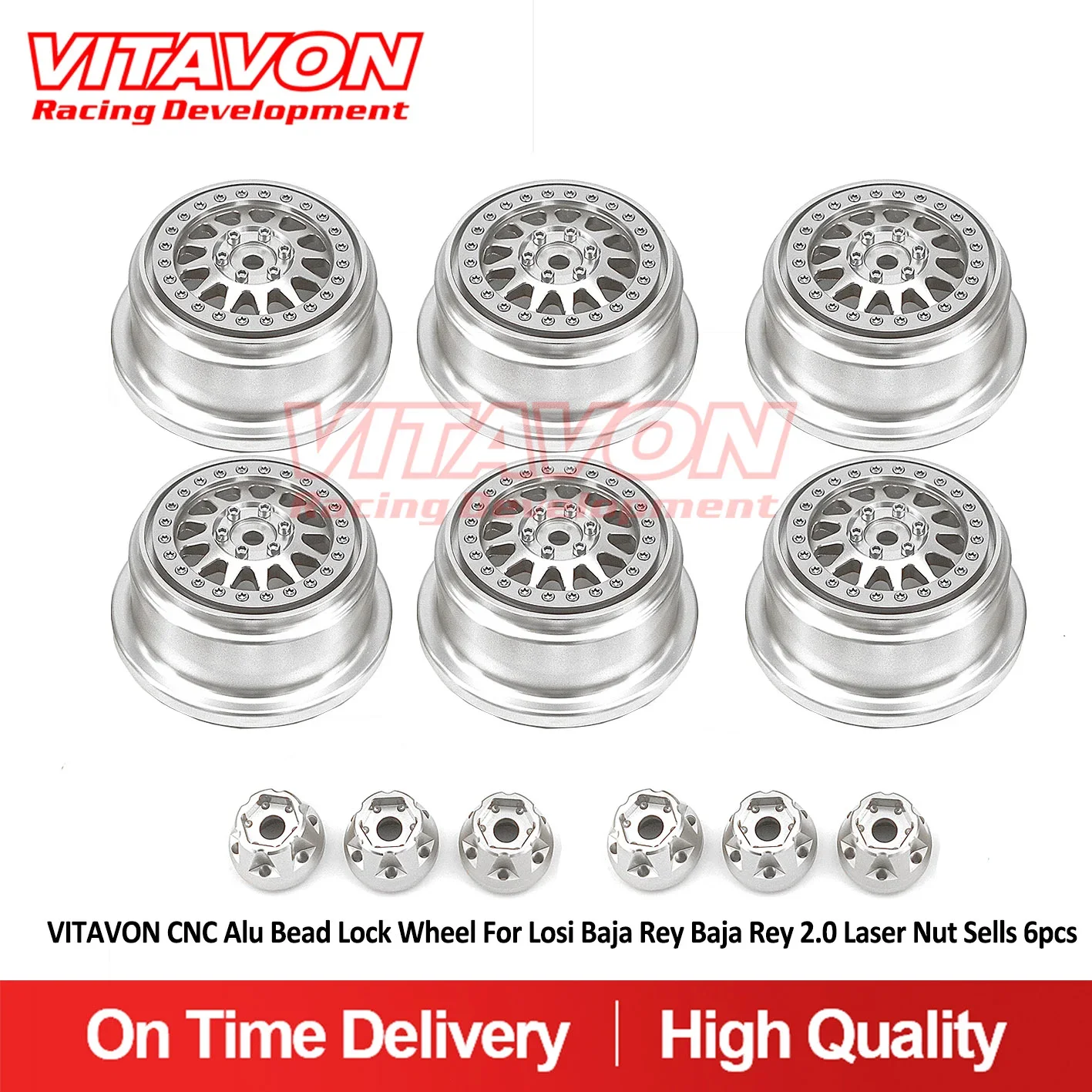 VITAVON CNC Alu Bead Lock Wheel for Losi Baja Rey Baja Rey 2.0 Laser Nut sells 6pcs