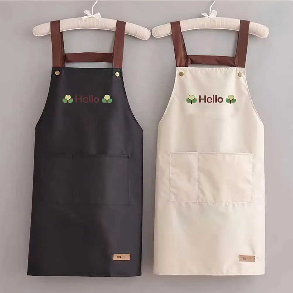 Hello Apron Dress Women Apron Home Kitchen Waterproof Oilproof Dining Apron Summer Thin Dining Aprons Cooking Apron Workwear