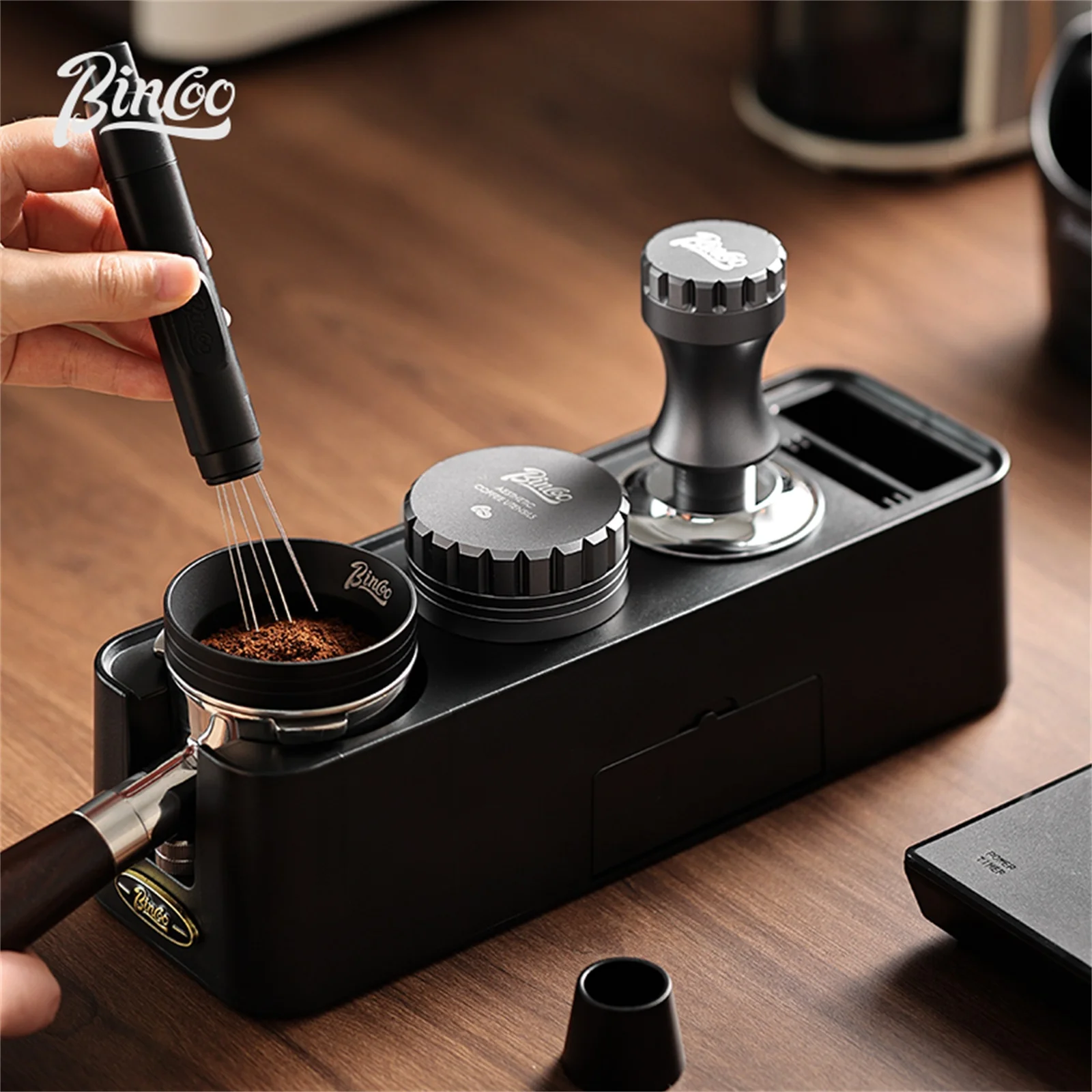 

Bincoo Coffee Tamping Station 51mm-58mm Portafialter Holder Stand Mat Support Base Rack Espresso Distributor Accessories Barista