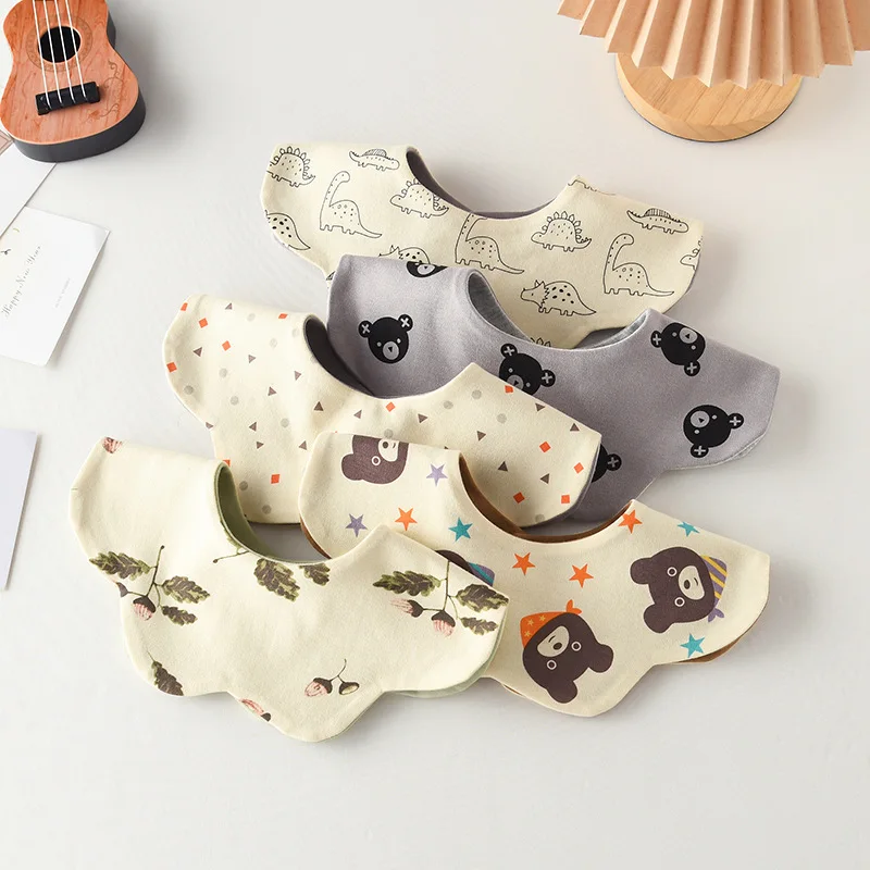 1 pçs novo algodão bonito babador de alimentação do bebê crianças dois lados utilizável saliva toalha macio pano de arroto para recém-nascidos da criança crianças babadores