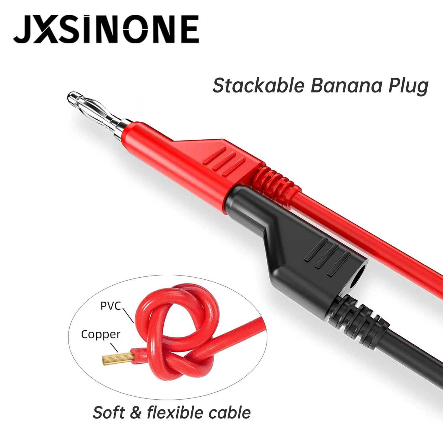 JXSINONE P1036B series 4mm Dual Stackable Banana Plug Test Leads Kit with Alligator Clip Spade Plug & Test Probes for Multimeter