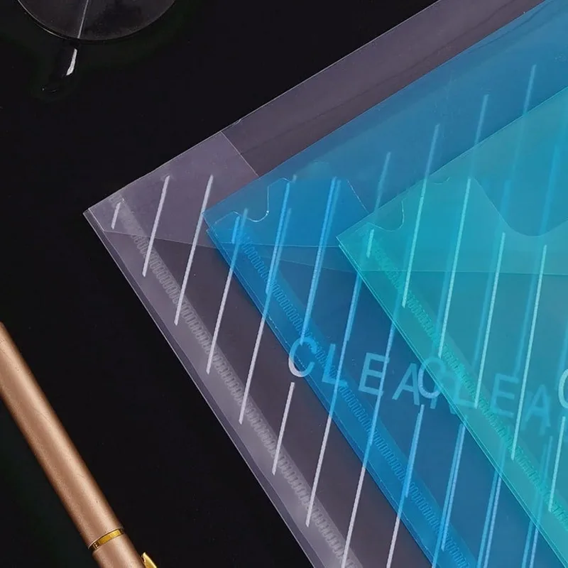 تصميم مخطط، أنيق وجميل، ظرف بلاستيكي شفاف، مقاوم للماء مع زر، مقاس A4، مجلد ملفات