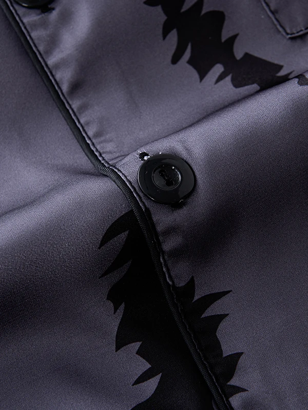 DAIMELU couple pajamas women's ice silk large size long sleeve spring and autumn thin loose sleepwear set men's loungewear suit