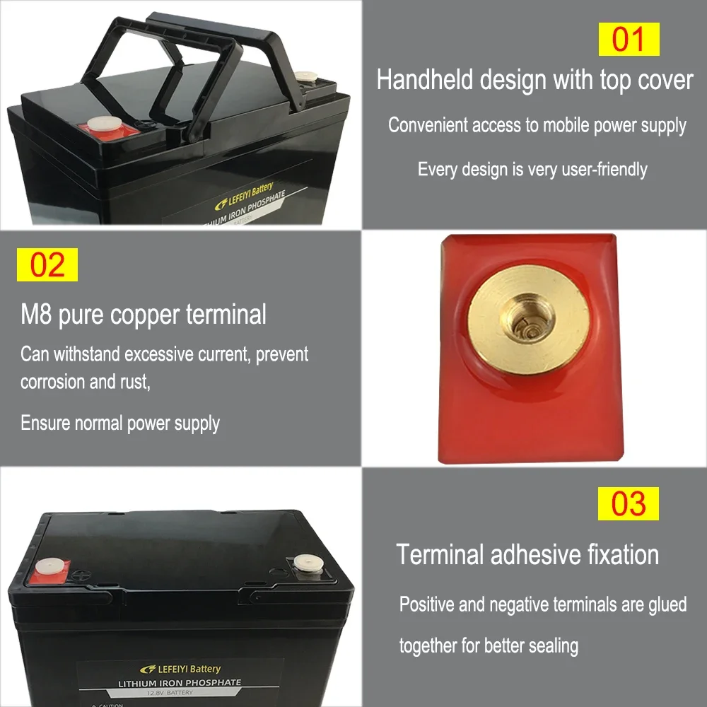 Paquete de batería recargable Lifepo4 de 12V y 80Ah para coche de juguete para niños, farolas solares y otras fuentes de alimentación para equipos pequeños