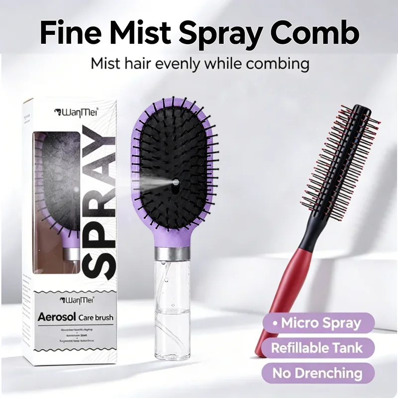 2-in-1 Sprüh-Luftkissen-Haarbürste Lockenroller Anti-Frizz Entwirrungs-Massage-Styling-Tool für trockenes, lockiges und krauses Haar – Detail 4
