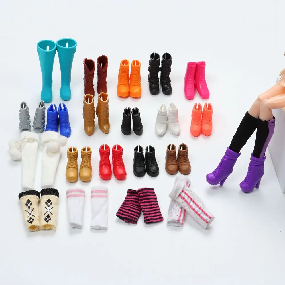 Colorful Female Foot Length 2.2cm Fashion Hero Dolls Boot Doll Shoes Socks Accessories Long Knees Boots