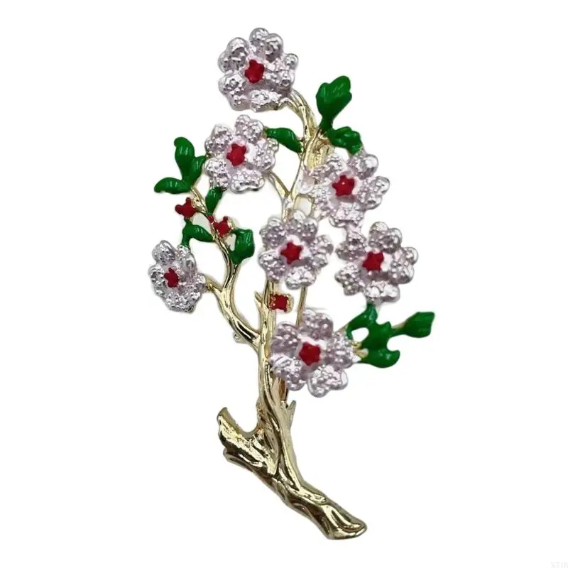 Fashionable Peony Designs Brooch Featuring Intricate Enamel Work and Cultured Pearls Embellishment Stylish Outfits