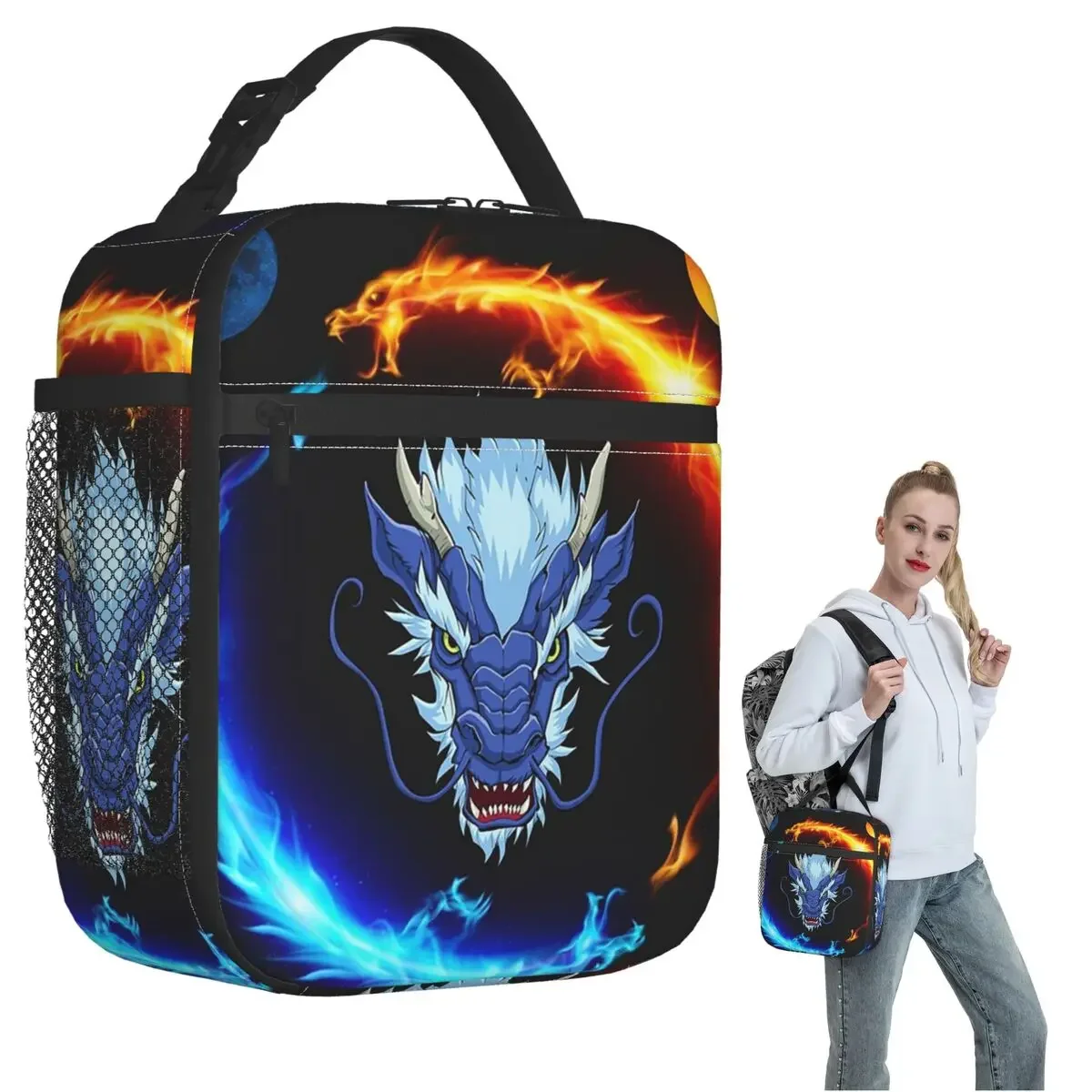 Dragon Head Insulated Lunch Bag for Women Children Portable Food Boxes Thermal Lunch Box Tote