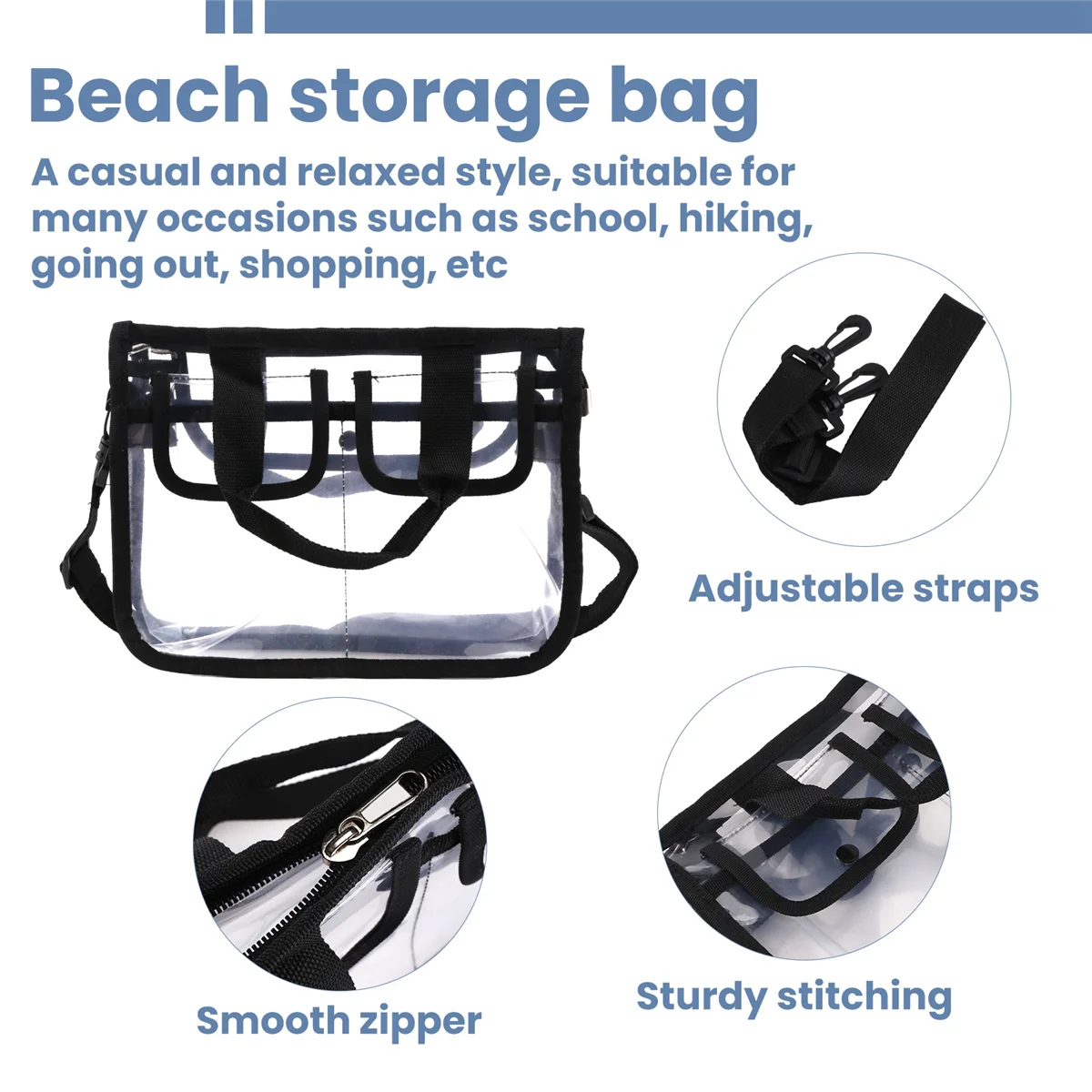 ABQR Clear -Body Shoulder Bag,Toiletry Organizer Wash Bag - Stadium Approved Purse