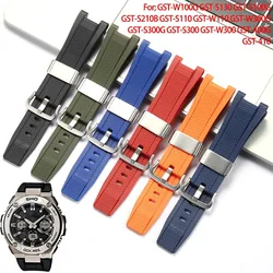 Resin Strap Suitable For Casio GST-210 GST-B100 GST-S300 GST-S130 Men's Sports Waterproof Watch Band With Stainless Steel Loop