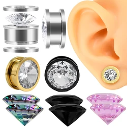 PAIR Stainless Steel 4 Colors Zircon Can Be Replaced Ear Tunnels Expander Body Piercing Jewelry Plugs Stretcher Earring Gauges