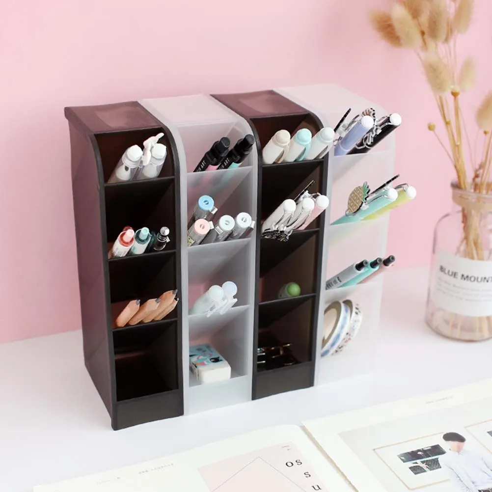Organizer Desktop For Stationery Organizer Pen Container Holder Plastic Pen Holder Home Office School Use Black
