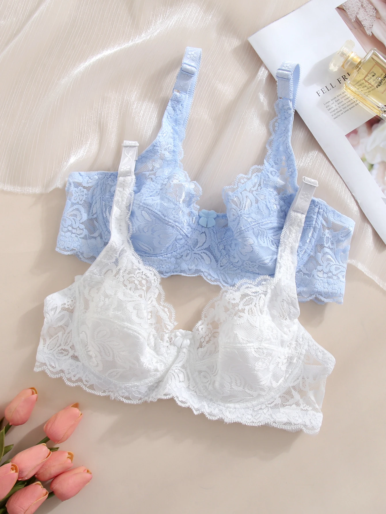 2Pcs/Lot Sexy Sheer Lace Bras For Women Three Hook-and-eye Lace Bralette Women Push Up Bra Underwear Women Lingerie Brassiere