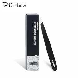 Brainbow pinzas ajustadas para cejas inclinadas, extensión de pestañas antiestáticas, Pinzette, pegatina para párpados, aplicación, herramientas de depilación de ojos