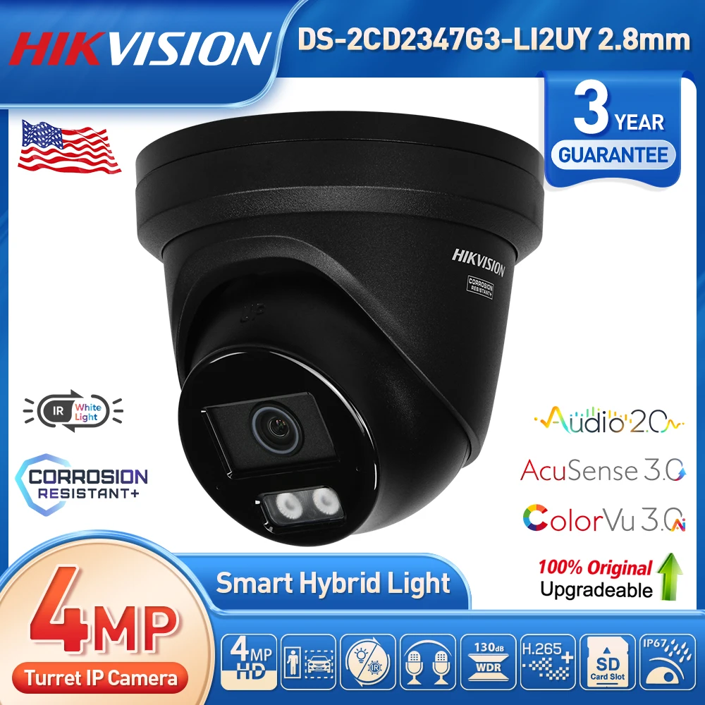 

Hikvision DS-2CD2347G3-LI2UY 4MP Smart Hybrid Light ColorVu3.0 Acusense3.0 24/7 Color Night Vision Anti-corrosion Home Security