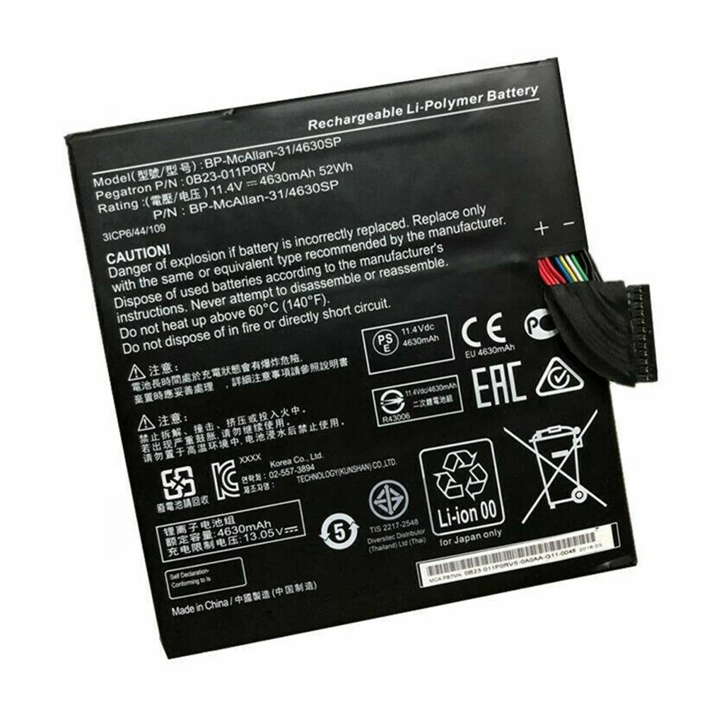Imagem -04 - Bateria Genuína do Portátil para Getac Pegatron Bp-mcallan31 4630sp 11.4v 52wh Wacom Estúdio Móvel Pro 13 Original Novo