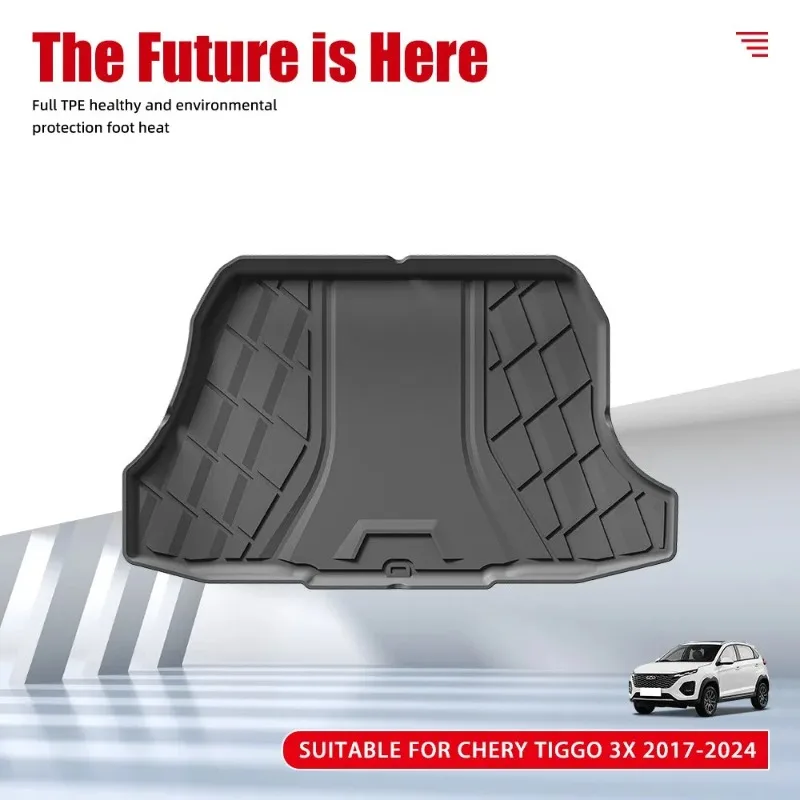 New Products Premium waterproof non-slip 3D TPE Rear Trunk Mat for Chery Tiggo 3X 2017-2024，All Weather Dustproof Black Interior