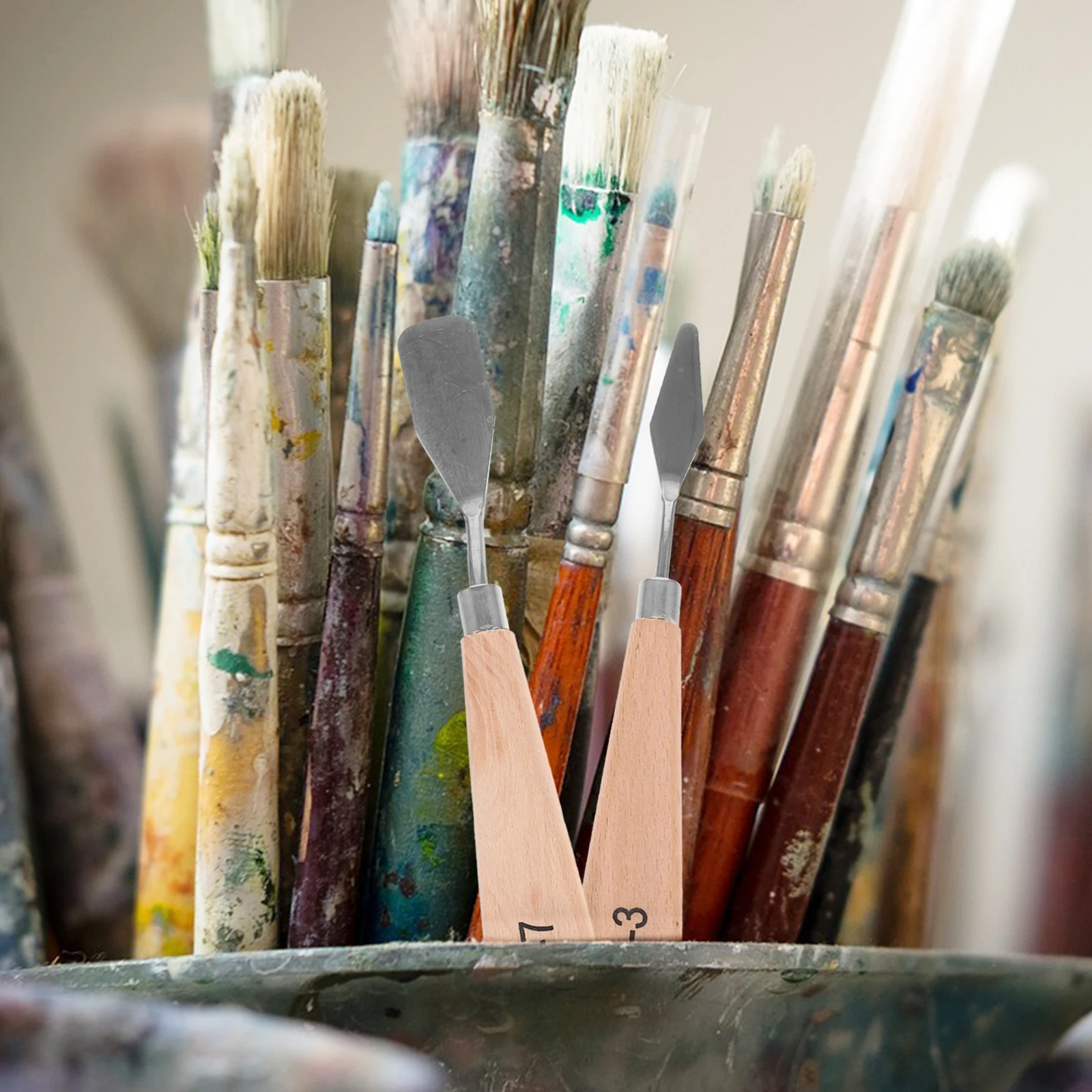 

7pcs Oil Painting Knife Set Stainless Steel Palette Scrapers for Mixing Paint Clay Pigment Art Supplies Drawing Tools