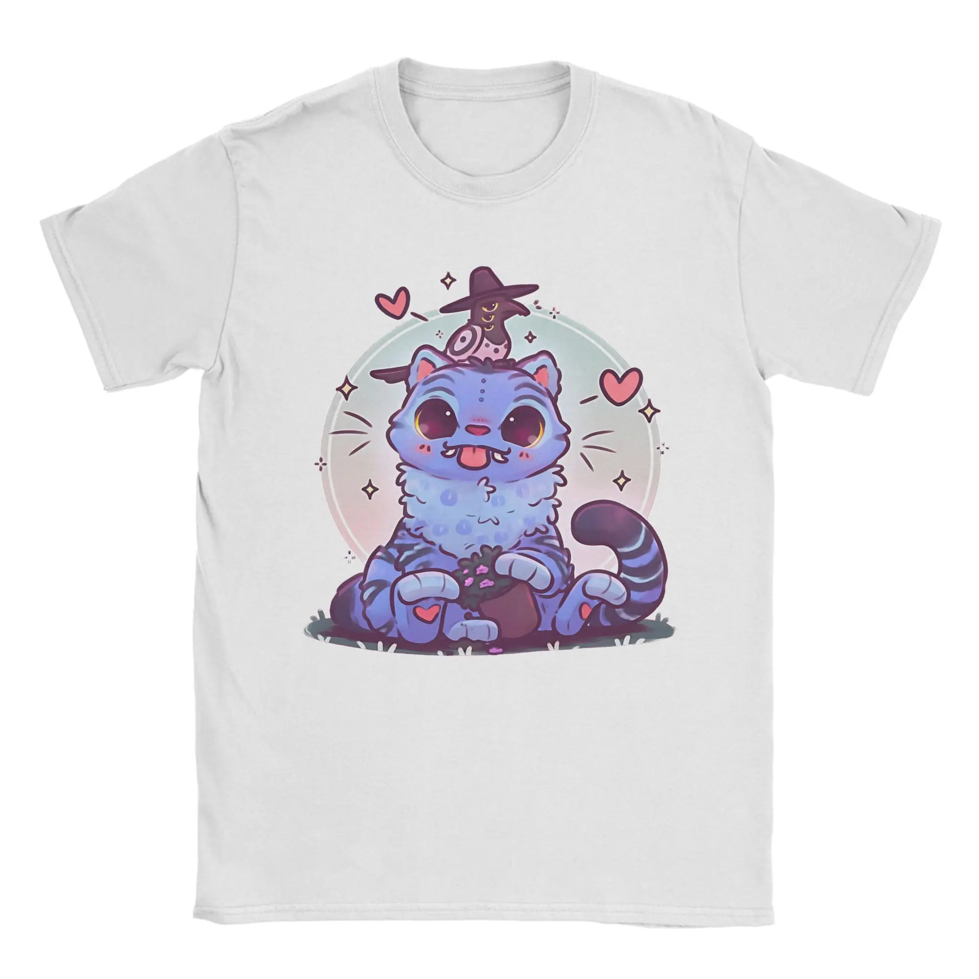 

Blue Tiger Kawaii K POP Demon Hunters T Shirt Men's Pure Cotton Fashion for Male T-Shirt Round Neck Tees Short Sleeve Tops Gift