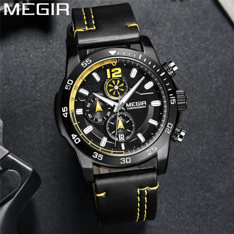 

MEGIR 2131 Fashion Luxury Men's Watch Belt Waterproof Luminous Calendar Chronograph Watches for Men Relogios Masculino Часы