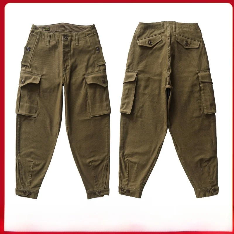 

High Waist Cargo Pants Men's Casual American Style Workwear Trousers Loose Fit Cotton High Waist Cargo Trousers for Men