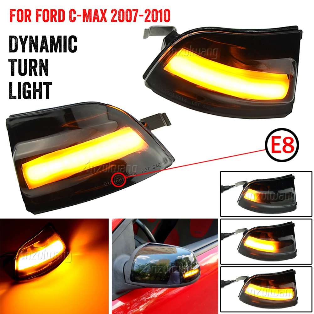 

For FORD Focus 2 MK2 2004 - 2008 C-MAX Dynamic Turn Signal Light Car Rear View Mirror LED Indicator Blinker