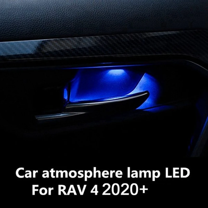 Ambient Lighting Blue LED Inner Door Bowl For Toyota RAV4 2019-2024, Armrest Handle Light Frame Decoration