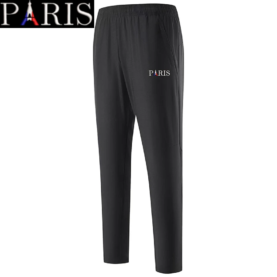 Embroidery PARIS Eiffel Tower Men Women child sport Running Pants Joggers Zippered Training Elasticity Gym Cycling trousers