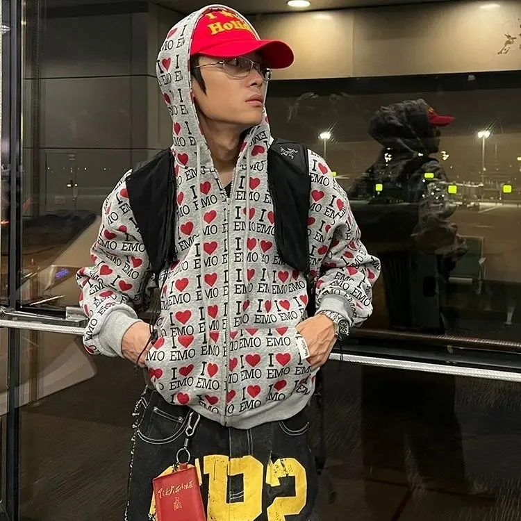 الحب المليء من الختم الرمز البريدي هوديي امرأة الشارع موضة الهيب هوب خمر البلوز ملابس حريمي هوديس غير رسمية النساء #2