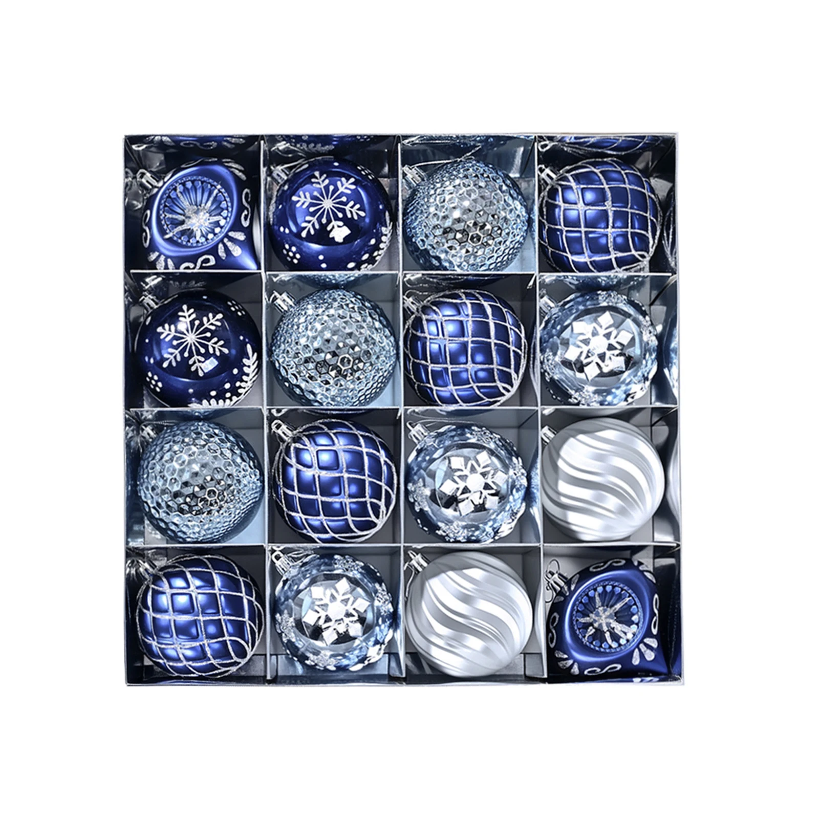 12Pcs Blue Electroplated Shaped Christmas Balls Set Party Decoration Hanging Xmas Tree Hanging Pendant Christmas Balls Ornament
