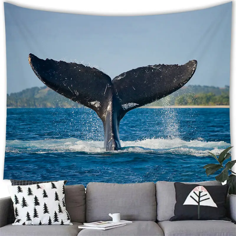 Whale Tapestry Large Sea Life Tapestry Ocean Natural Aesthetics Tapestry Wall Hanging for Bedroom Living Room Dorm Home Decor