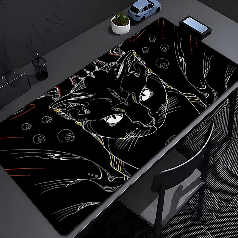 

Gaming Mouse Pad Black And White Cat Mousepad Gamer Desk Mat Keyboard Pad Carpet Computer Table Surface For Accessories Mausepad